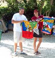 Phil and Peggy displaying the new jerseys